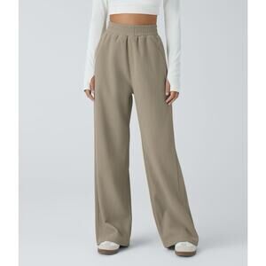 NWT Halara High Waisted Side Pocket Straight Leg Mop Corduroy Crockery Tan M